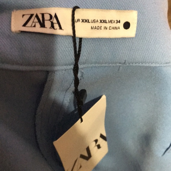 ZARA NWT HIGH WAIST BOOT VUT SKY BLUE XXL FLARE LEG TROUSERS - Picture 3 of 8